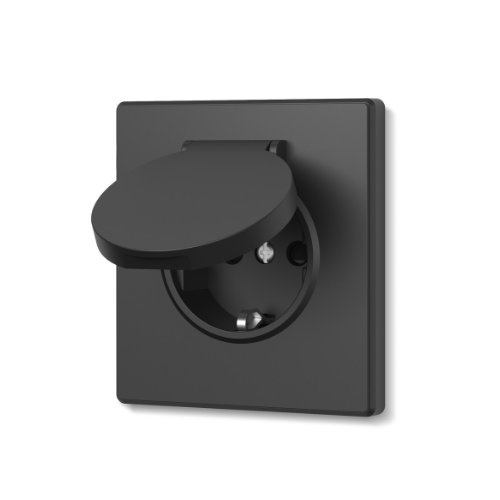 Розетка одинарна з/з та кришкою вугільно-чорна VIDEX NOTA (VF-NT-SK1GC-BL) Житомир - фото 1
