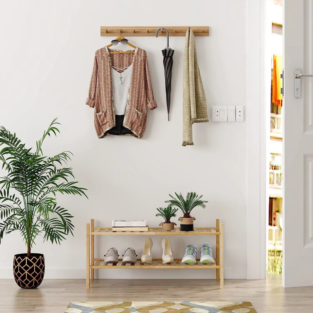 Полка для обуви деревянная для дома в гардероб или прихожую, двухъярусная напольная этажёрка Каменец-Подольский - изображение 7