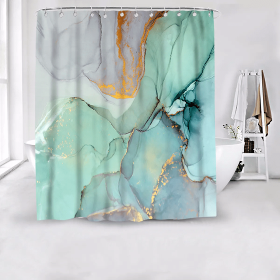 Набор ковриков и шторки для ванной комнаты и душа, комплект шторки и коврики в ванную, бирюзовый цвет Каменец-Подольский