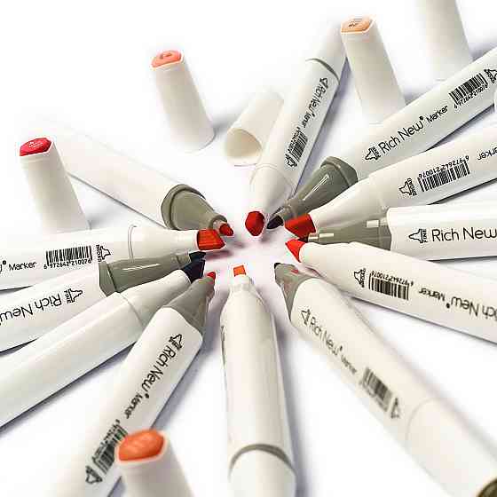 Набір професійних двосторонніх маркерів для скетчинга в чохлі Rich New 40 штук, Набір для скетчів Кам'янець-Подільський