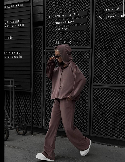 Женский прогулочный костюм двойка: кофта и штаны из плюшевого велюра Мокко, 46/48 Одесса - изображение 1