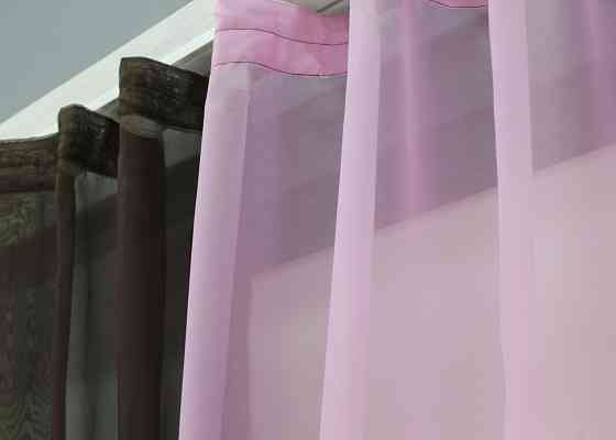 Кухонные шторы VR-Textil № 017к комбинированные с подвязками венге с розовым 265х170 см (52-1024) Киев