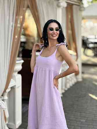 Летнее платье сарафан из муслина на бретельках Caramel 46-48, Лиловый Киев