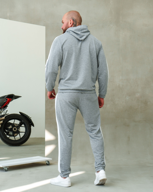 Костюм спортивний чоловічий лампаси весна Сіро-Білий M Харків - фото 6