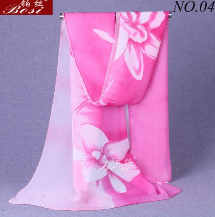 Женский шарфик с цветами, розовый - размер шарфика приблизительно 150*48см, шифон Киев - изображение 2