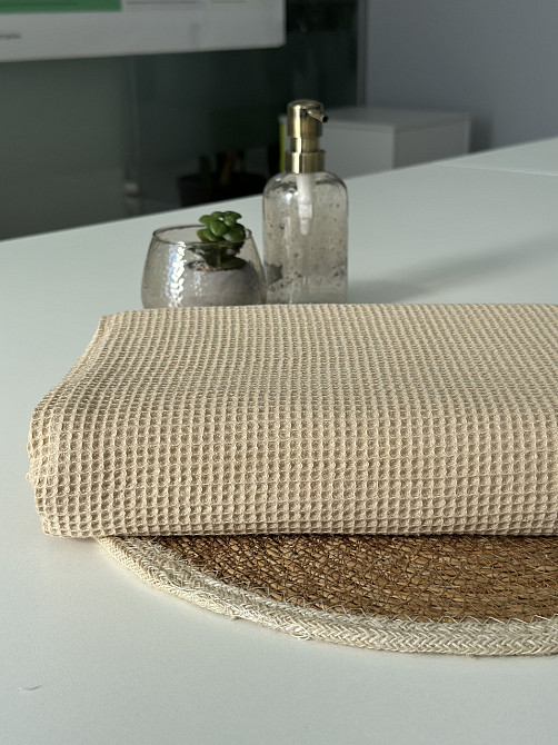 Вафельний рушник Ideal Textile 100х150 см 220 г/м2 (56861026) Бежевий Чернівці - фото 7