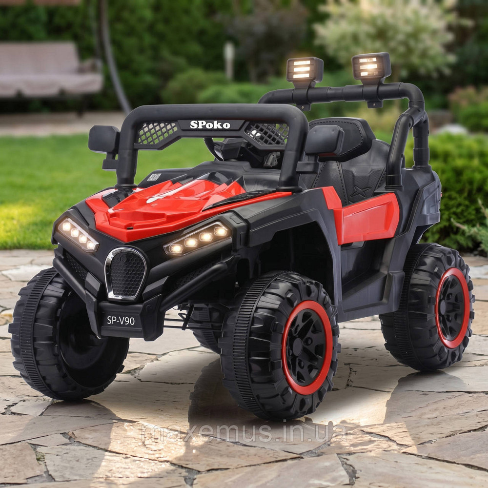 Детский электромобиль багги Spoko SP-V90 Красный двухместный с пультом управления 12V для детей 2-8 лет Мостиска - изображение 2