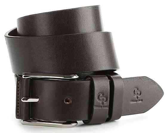 Ексклюзивний чоловічий джинсовий ремінь з натуральної шкіри GRANDE PELLE 00910 Коричневий Київ