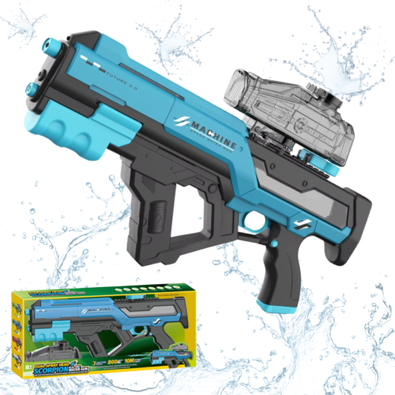 Водний пістолет для дітей, електричний водний автомат Скорпіон з автоматичним закачуванням води, синій Кам'янець-Подільський