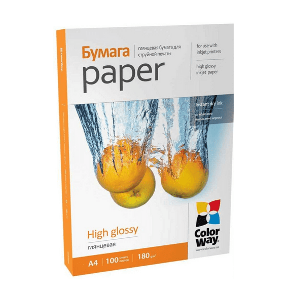 Папір А4 глянцевий 180г/м картон. уп 100 шт ColorWay PG180100A4 Житомир - фото 1