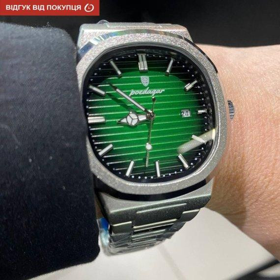 Чоловічий наручний годинник Poedagar Great Limited (Сріблястий із зеленим) Вінниця - фото 8