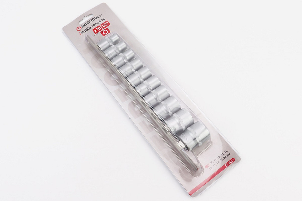 Набір головок торцевих на планці 1/2" 10шт (10/11/12/13/14/15/17/19/22/24мм) ET-6011 Київ - фото 2