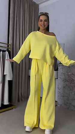 Женский прогулочный костюм двойка: кофта и штаны двунить Желтый, 48/50 Одесса
