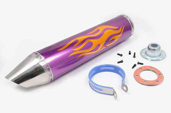 Глушник (тюнінг) 420*10 см, кріп. Ø78mm (нержавіюча сталь, полум'я, фіолетовий, прямоток, ) Мукачево