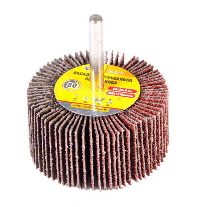 MASTERTOOL Насадка шліфувальна пелюсткова MASTERTOOL зерно 80 60х30 мм зі стрижнем 6 мм 08-2278 Київ - фото 2