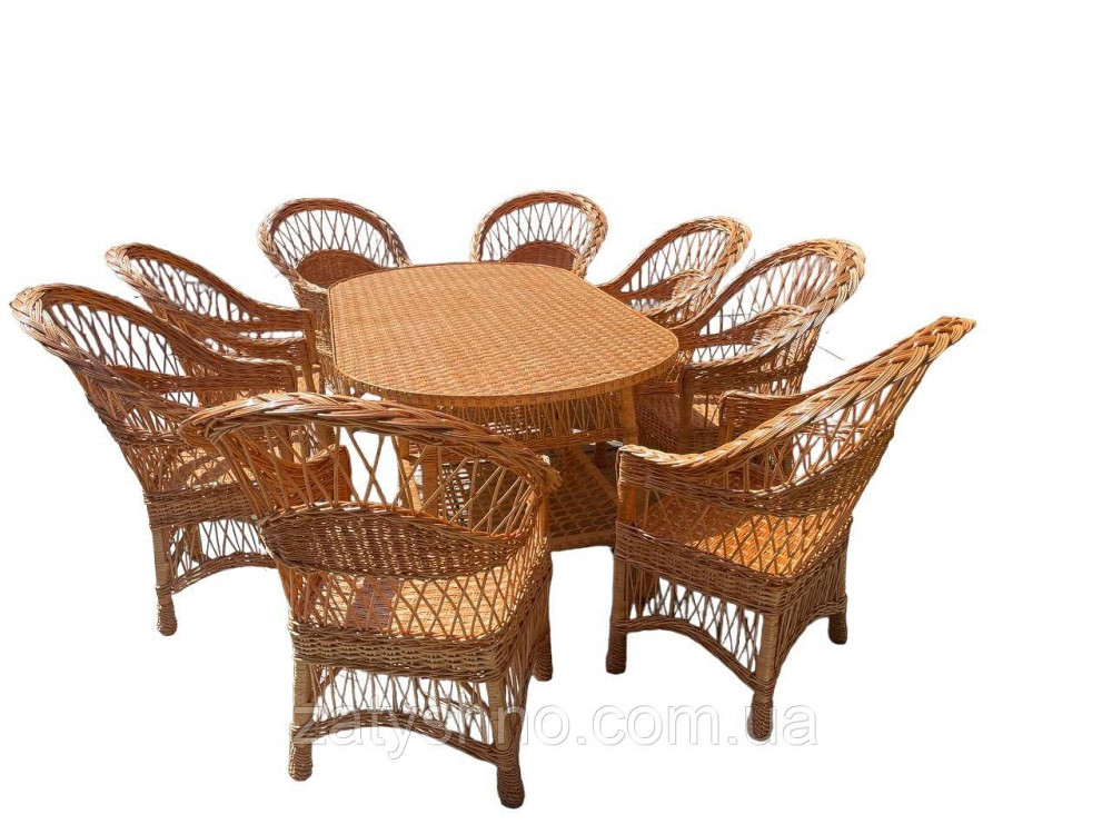 Меблі плетені на 8 осіб з овальним великим столом Київ - фото 2
