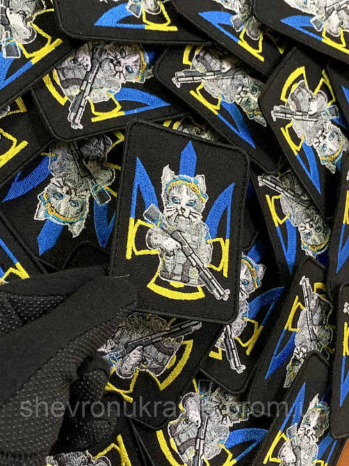 Шеврон украинский котик (Форма прямоугольная. На липучке) Размер 9x7см Киев - изображение 4