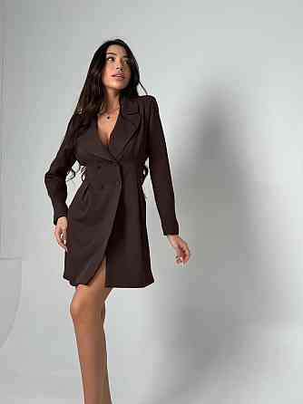 Женское базовое платье-пиджак на подкладке костюмка Шоколад, 42/44 Одесса