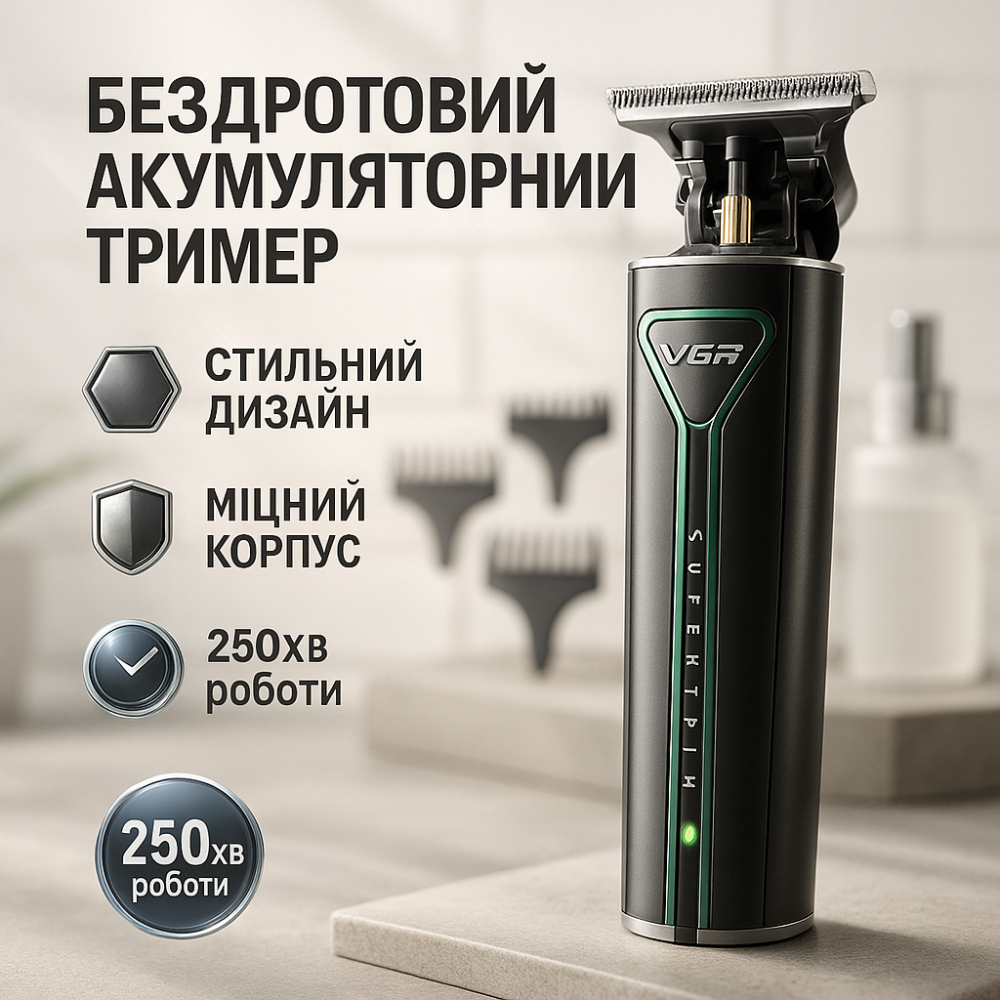 Електрична машинка з насадкою для бороди, Машинка для стрижки волосся бездротова, Тример бездротовий NC-26 Львів - фото 18