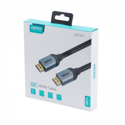 Кабель мультимедийный HDMI M to HDMI M 2.0m V2.1 8K60Hz HDR10 HLG Choetech (XHH01-BK) Винница - изображение 3
