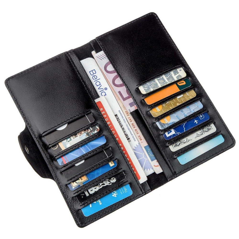 Бумажник мужской вертикальный из кожи алькор на кнопках Черный (SHVIGEL) Киев - изображение 4