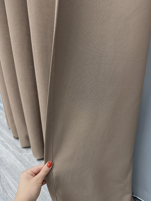 Комплект готових штор VR-Textil Мікровелюр Petek № 1487ш Какао 200х290 см 2 шт (32-461) Київ - фото 7