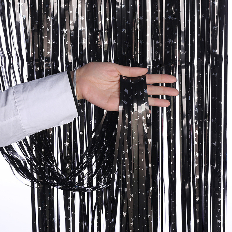 Дощик для фотозони з принтом зірок 2 м на 1 м чорно-сріблястий Київ - фото 1