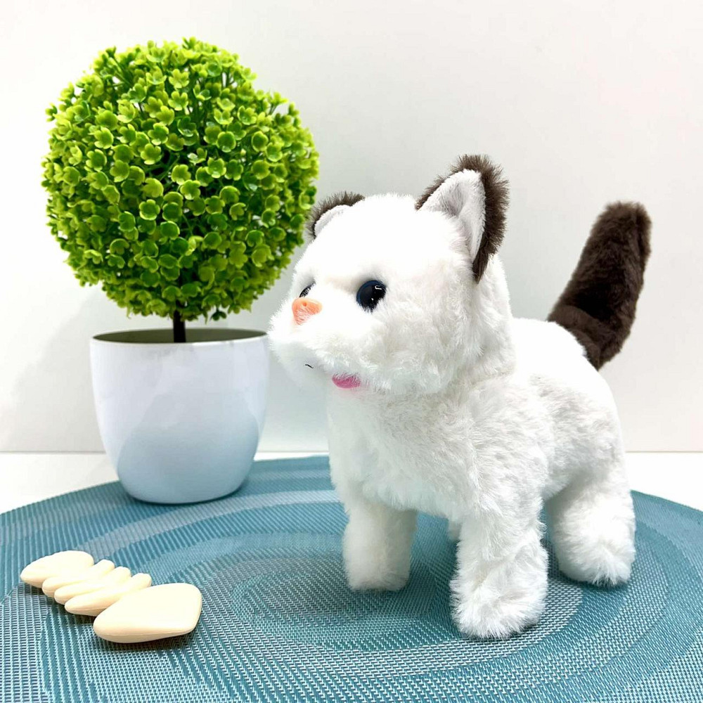 Кошеня інтерактивне ходить видає звуки ворушить хвостиком в рюкзаку Білий з чорним (777-23C) Чернігів - фото 1