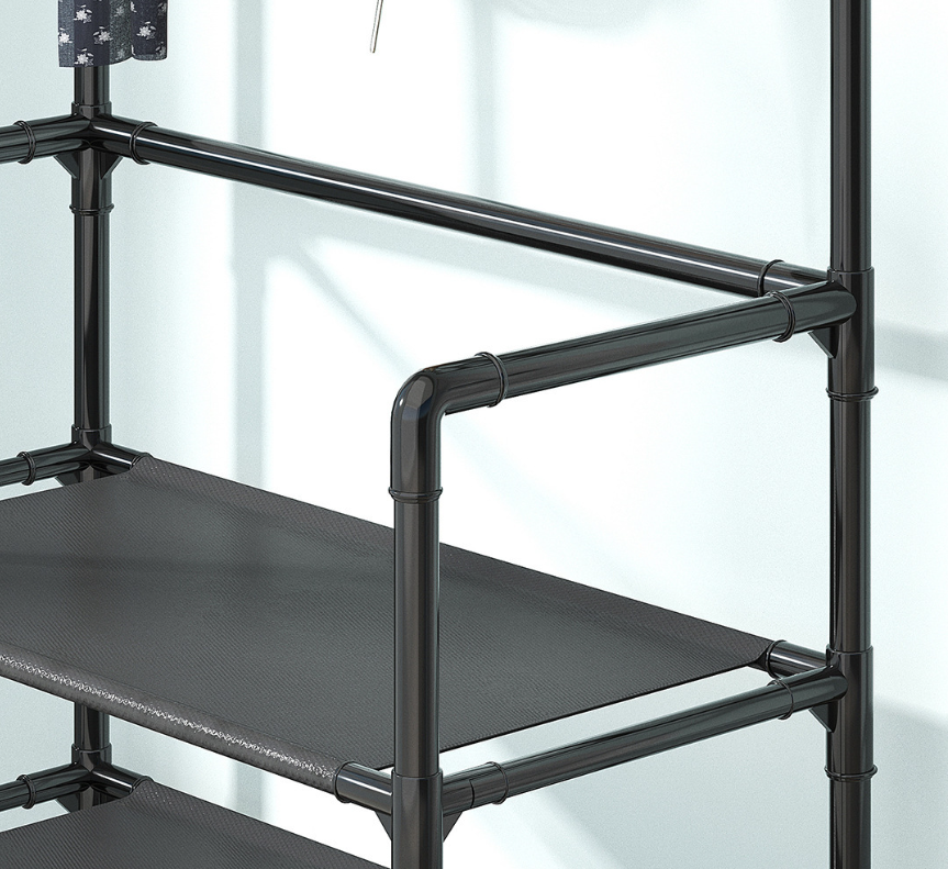 Поличка з вішаком для передпокою 25х60х150, Органайзер для взуття та одягу з 4 полицями, Чорного кольору Кам'янець-Подільський - фото 7