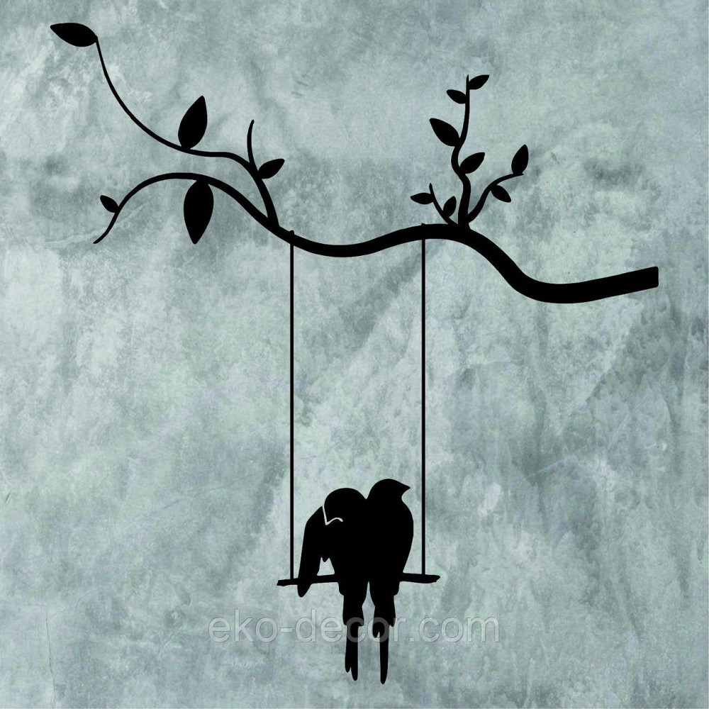 Декоративное настенное Панно «Птички на качеле», Декор на стену 70*64 см, Черный Киев - изображение 7