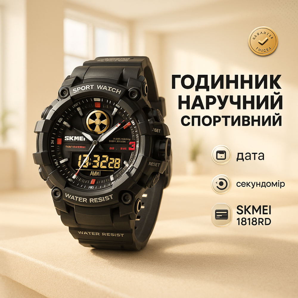 Наручний годинник на подарунок військовому, Водонепроникний годинник 50 м Водонепроникний PR-87 Львів - фото 3