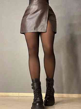 Шорты женские Gritana 173 с юбкой на запах с разрезом экокожа коричневые, коричневый, 2XL Киев