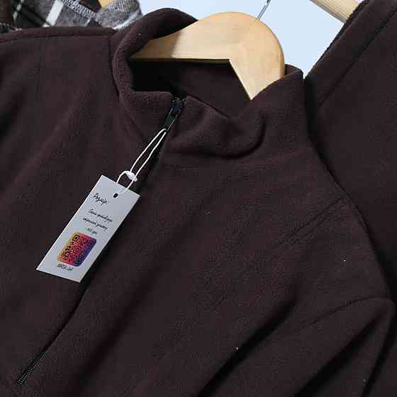 Флісовий жіночий коричневий костюм-трійка (худі+джогери+сорочка картата) 46/48 Кам'янець-Подільський