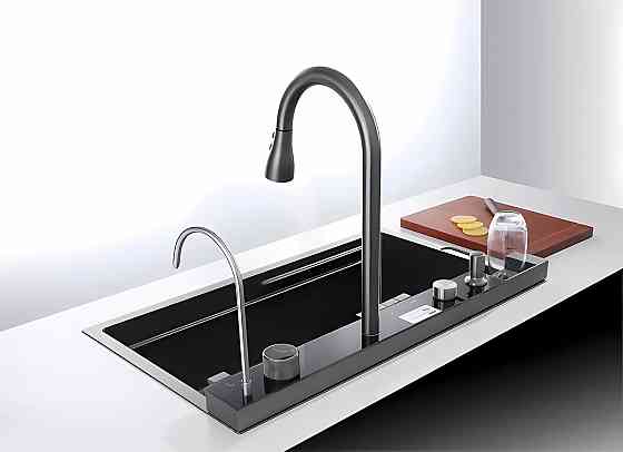 Кухонна раковина водоспад Willda, кухонна мийка водоспад темно-сіра 75х46х22 (222653904) Київ