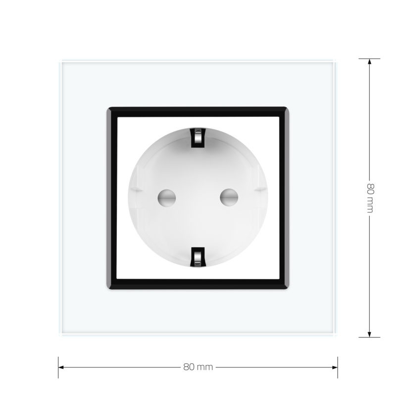 LIVOLO Електрична розетка з заземленням LIVOLO, біла з чорною вставкою, шторки, скло, 250В 16А Коломия - фото 3