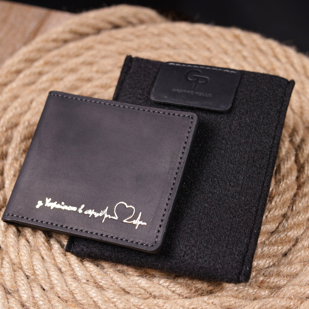 Обложка из винтажной кожи для удостоверения участника боевых действий Сердце GRANDE PELLE 16757 Черная Киев - изображение 7