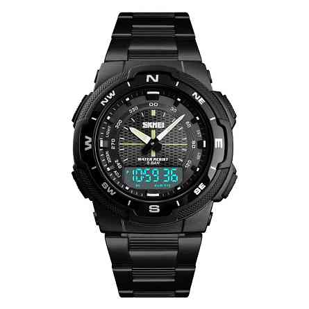 Мужские часы Skmei 1370 Marshal Черные с белым Винница
