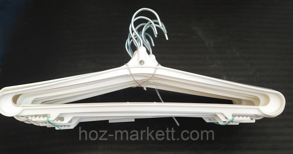Вішалки плічка (тремпеля) широкі з залізним поворотним гачком білі Харків - фото 2
