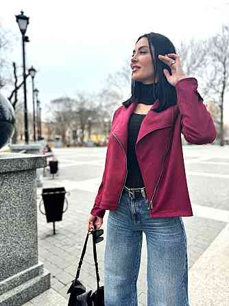 Замшева куртка-жакет "Nessa" оптом I Норма і батал Бордовий, 42-44 Київ