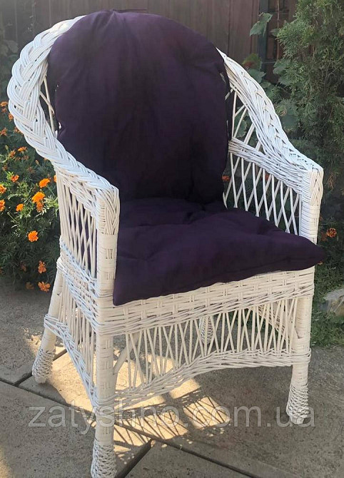 Крісло плетене для дачі з фіолетовою накидкою Київ - фото 5