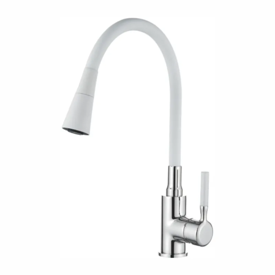 Стильний змішувач для кухні Zerix Atrium-011-T Refl.WHITE (латунь/хром+силіконовий білий вилив) (ZX4719) Чернівці