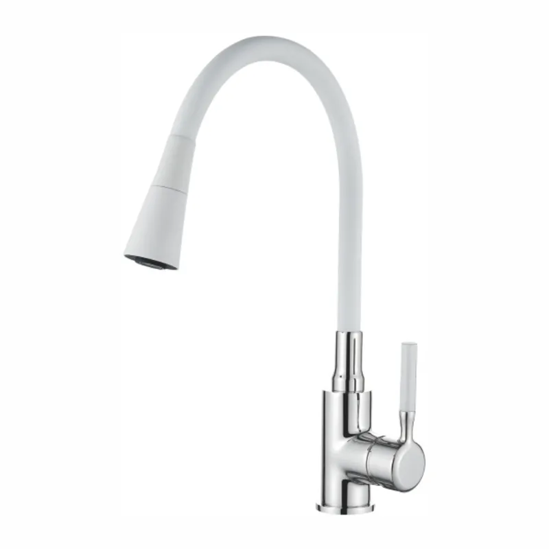 Стильний змішувач для кухні Zerix Atrium-011-T Refl.WHITE (латунь/хром+силіконовий білий вилив) (ZX4719) Чернівці - фото 1