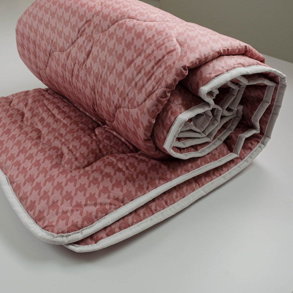 Ковдра конопляна зимова Сатин Пє-де-пуль YouStar полуторна 140х210 см (Рожевий) Суми - фото 6