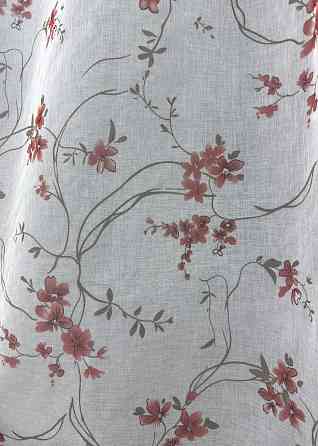 Тюль батист, коллекция «Flora» цвет белый с красно-коричневым принтом 1534т Киев