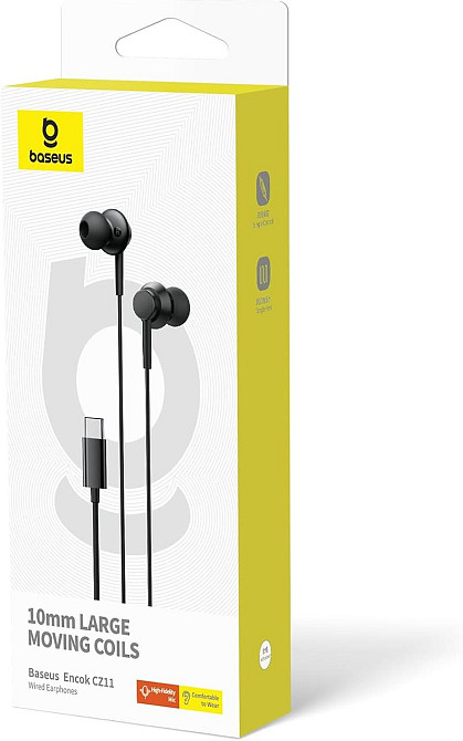 Навушники Baseus Encok CZ11 Wired Earphones Cluster Black Київ - фото 3