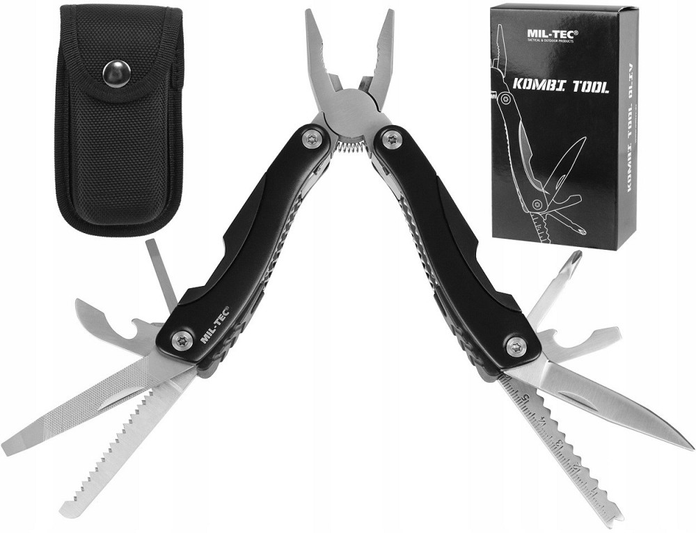 Багатофункціональний Складаний Ніж - Мультитул 9в1 з чохлом Mil-Tec від Sturm "Kombi Tool" (15402002) Black Нововолинськ - фото 1