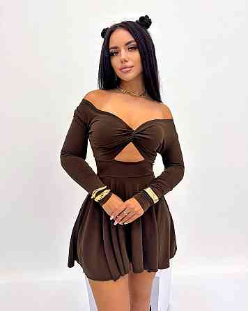 Жіноча елегантна вечірня мініплаття трикотаж олія Шоколад, 46/48 Одеса