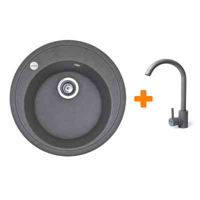 Мойка кухонная Adamant Sun сірий + змішувач (4824296910104) Вінниця