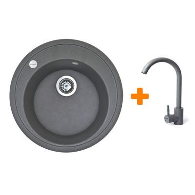 Мойка кухонная Adamant Sun сірий + змішувач (4824296910104) Вінниця - фото 1