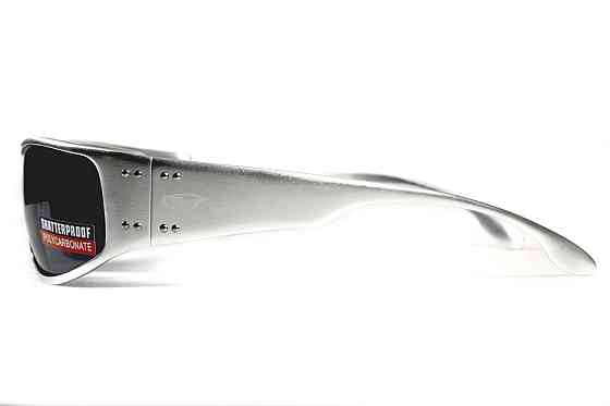Окуляри захисні Global Vision Bad-Ass-2 Silver (gray), сірі в сріблястій металевій оправі Запоріжжя
